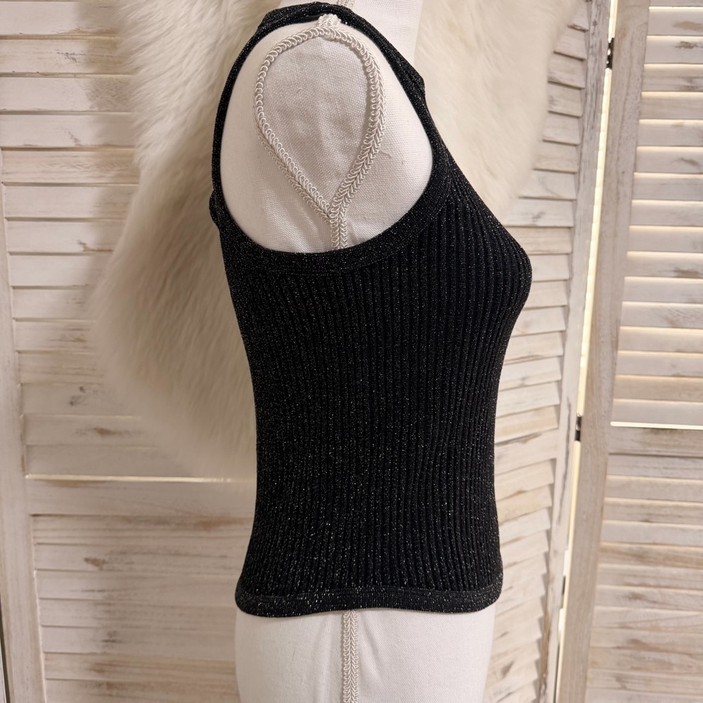 No Boundaries Black Metallic Ribbed Tank Top - Picture 2 of 4